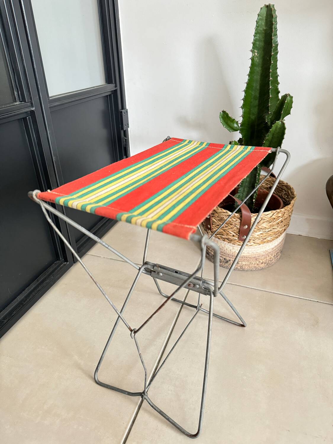 Vintage canvas folding stool