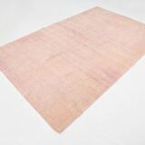 Tapis Anatolien Vintage Fait Main en Laine,Tons Rose Poudré & Beige 265x166