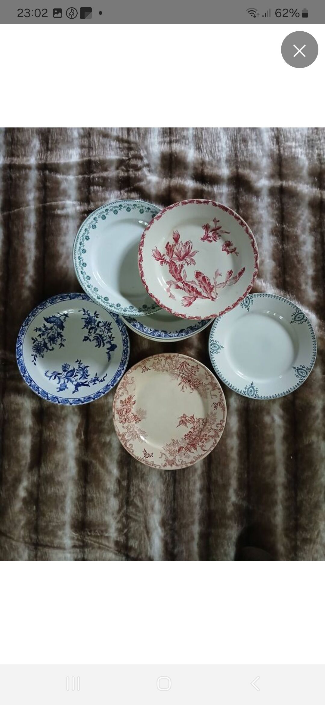 10 antique flat plates in ironstone