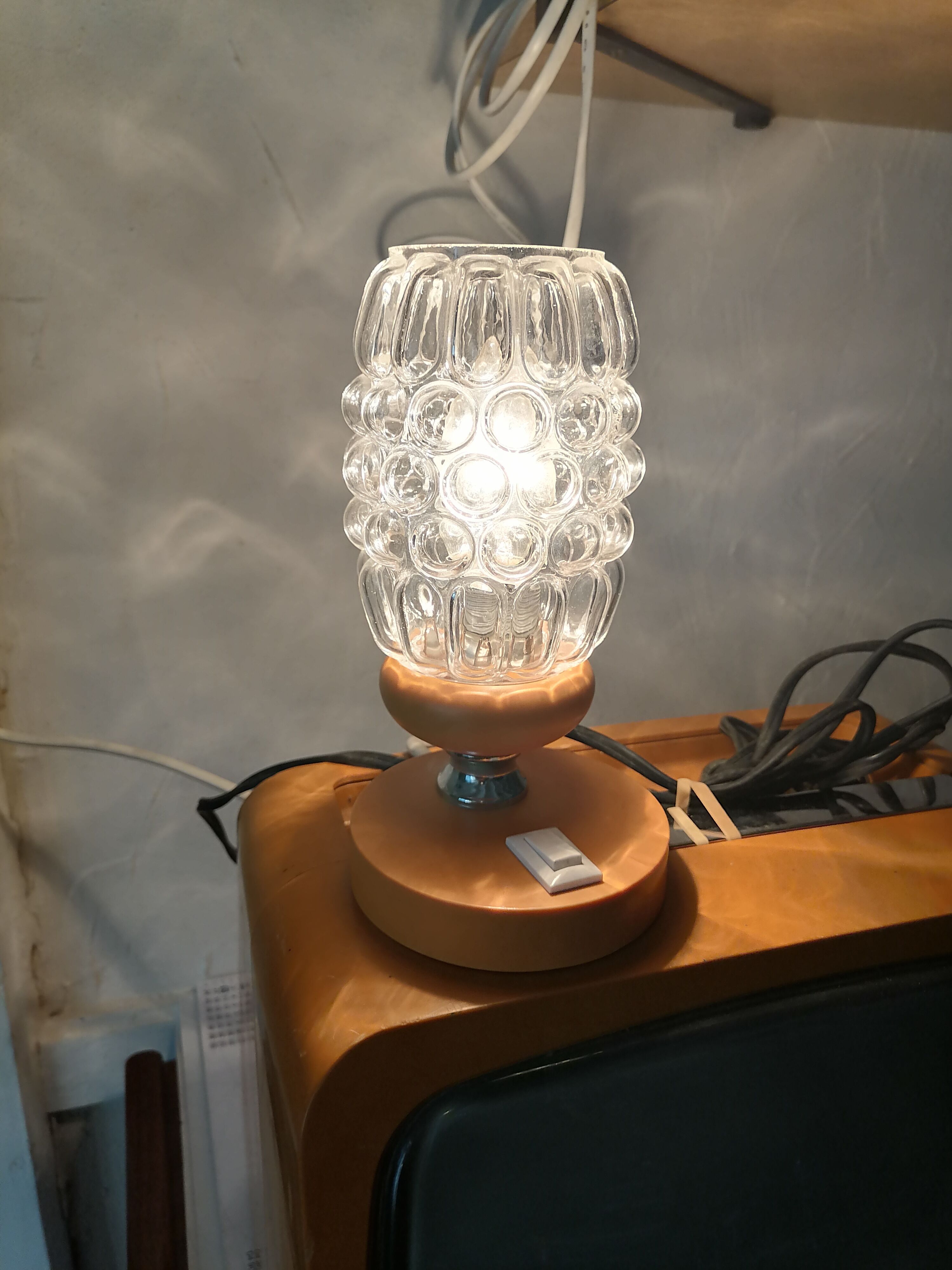 Bedside lamp 1960 1970 orange