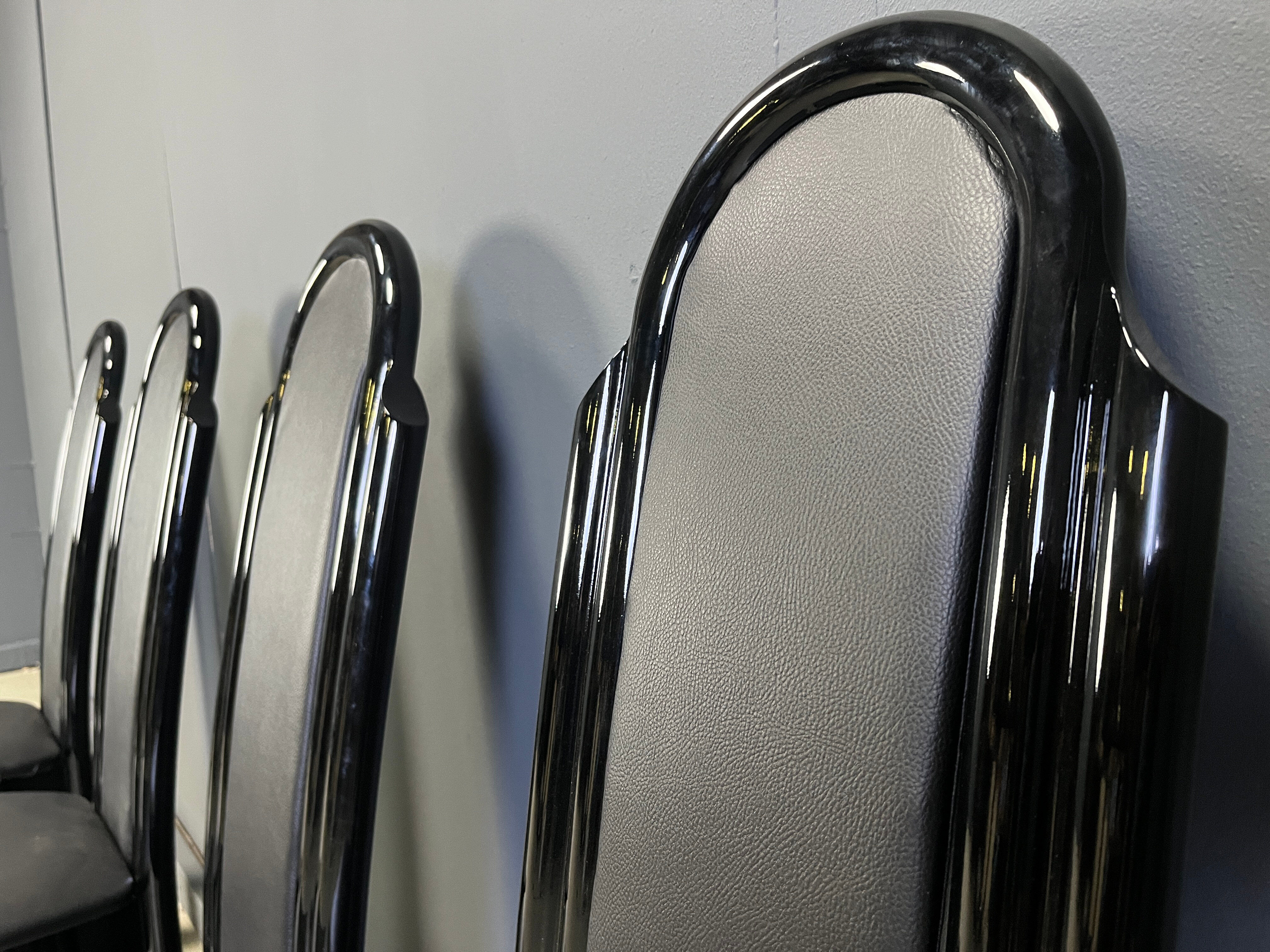 Postmodern lacquered wood Italian dining chairs, 1980s