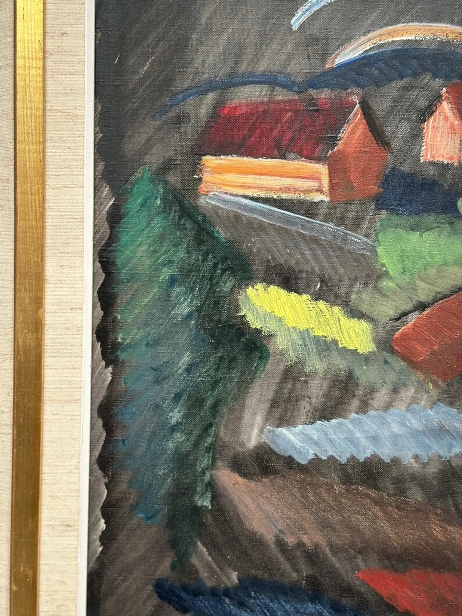 Large Original Swedish Oil on Canvas – “Landscape” by Bror Göransson – Signed – Vintage & Framed – 83 × 63 cm (32.7" × 24.8")