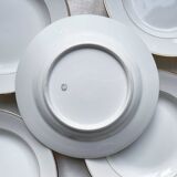 5 deep plates in white and gold Limoges porcelain