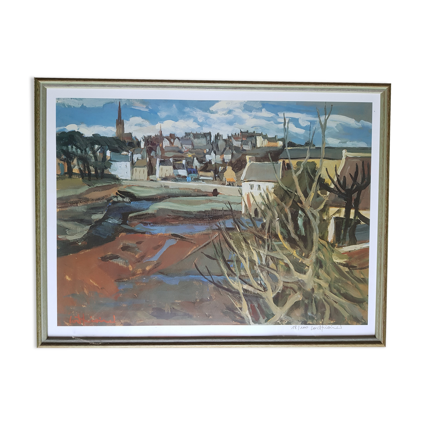 Breton landscape lithograph by Pierre Lorthioir - Numbered 18/100