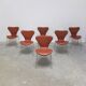 'Series 7' chairs in cognac leather by Arne Jacobsen for Fritz Hansen, 1955