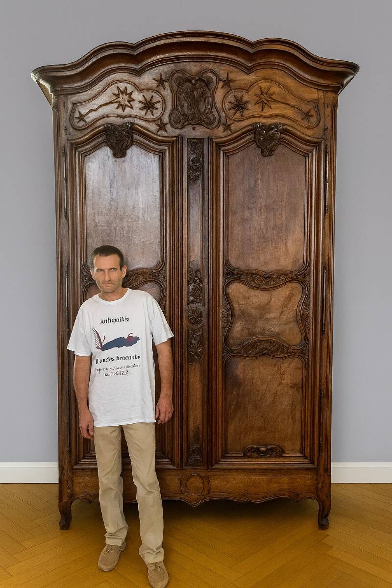 Very important Lyonnais wardrobe from the Louis XV period in solid walnut / height 295 cm