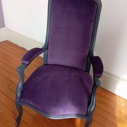 Voltaire armchair from the 19th century, purple velvet