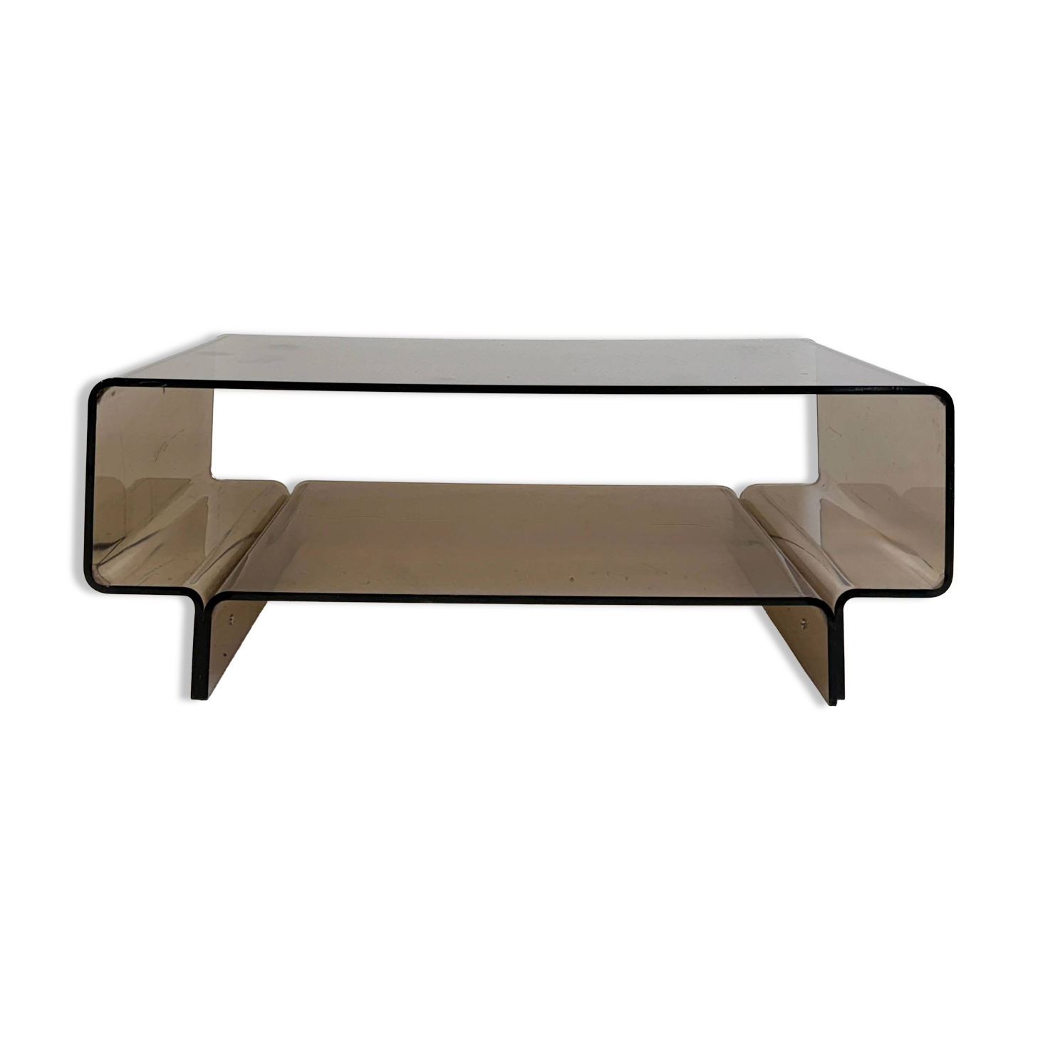 Table basse / meuble d’appoint en plexi fumé, 1970s