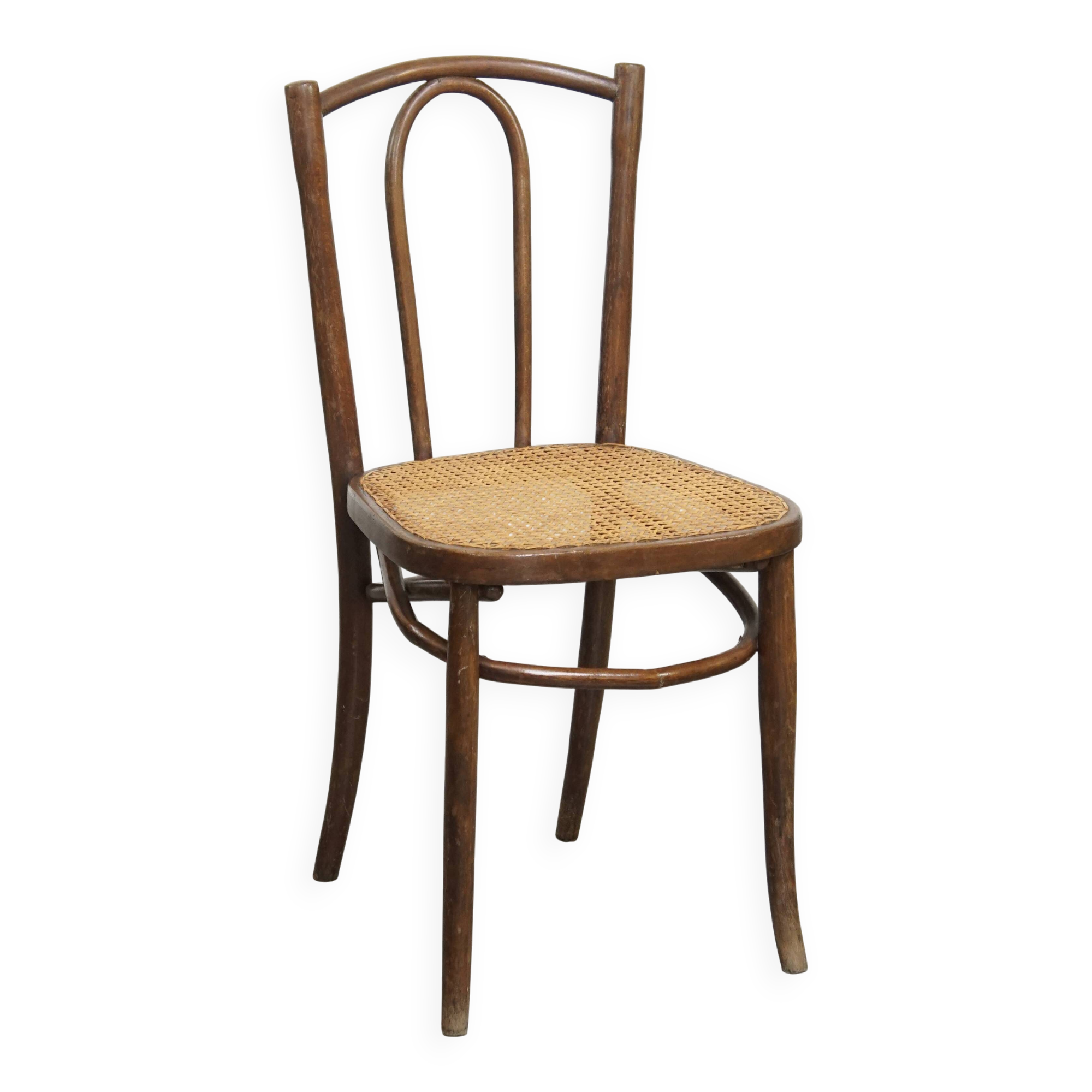 Chaise de bistrot avec assise en rotin tressé