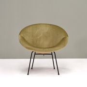 Fauteuil en velours en forme de cercle, années 1950