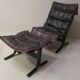 Westnofa patinated leather lounge chair with footrest, Norway 1960s
