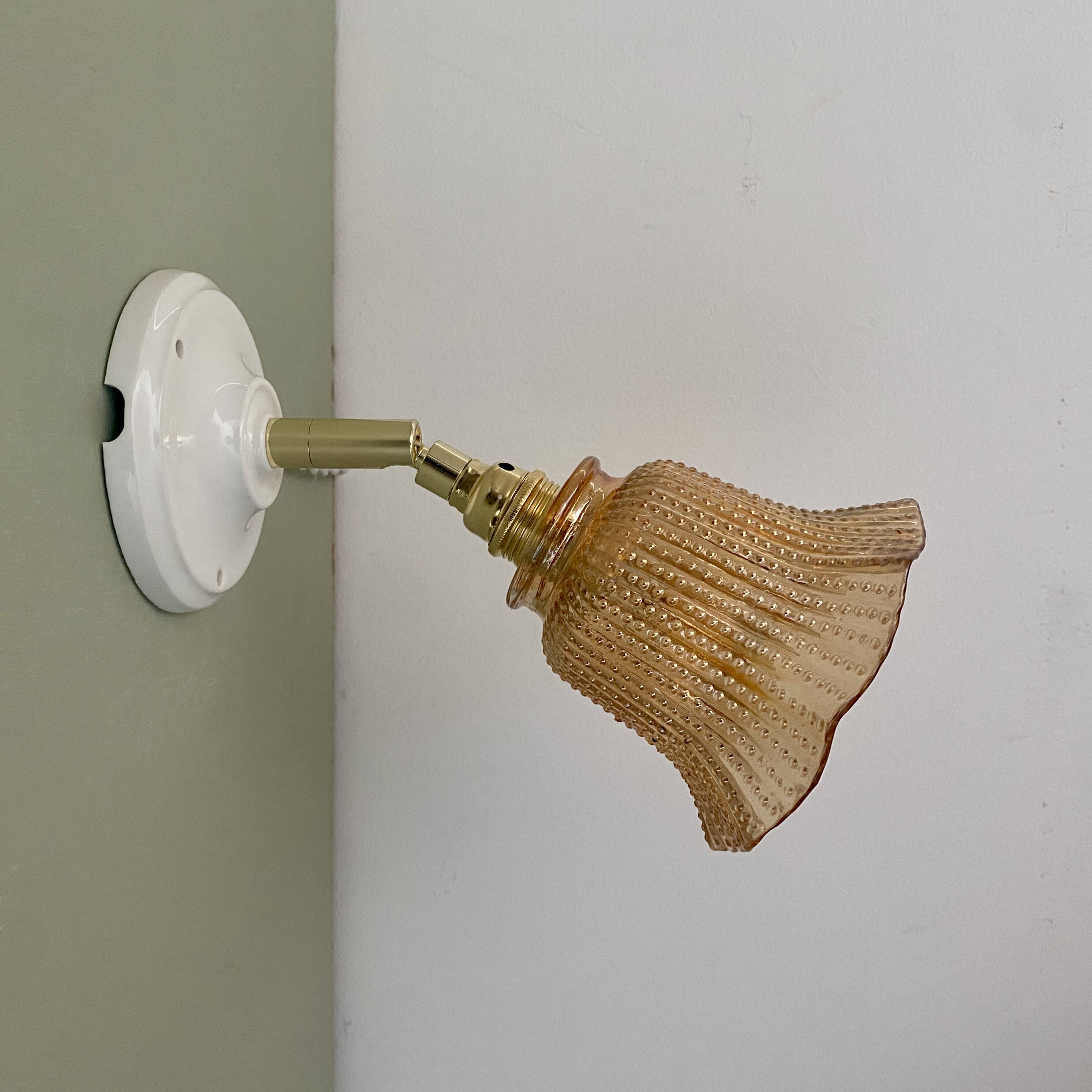 Vintage amber glass tulip wall light