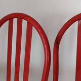 Set of 4 modernist red metal chairs