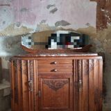 Old low art deco style sideboard, with marble and mirror