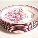 Set of 8 Terre de Fer plates with Eglantines motif, Diameter 22.5 cm