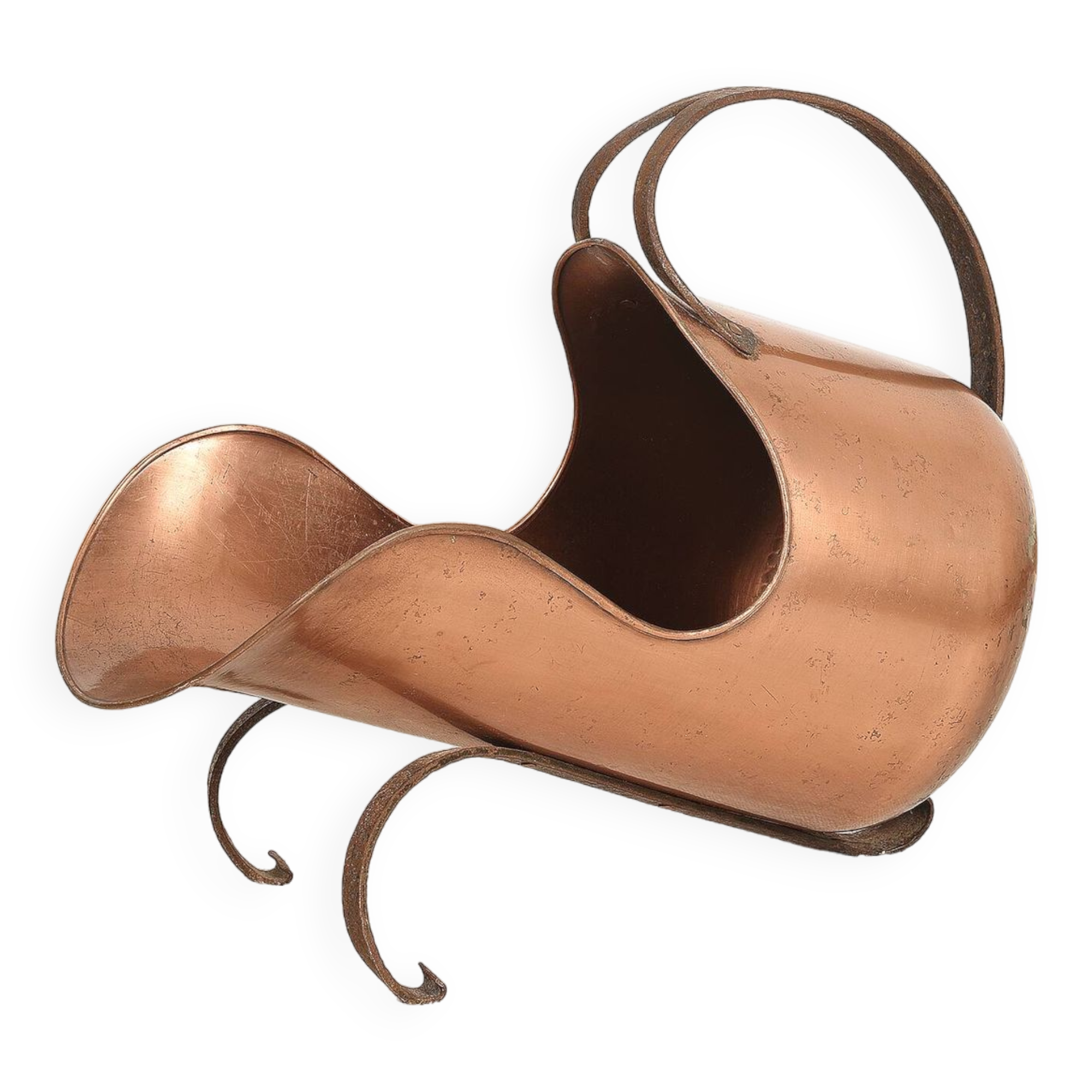 Antique copper bucket or log holder.