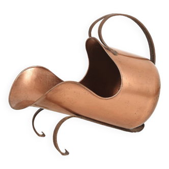 Antique copper bucket or log holder.