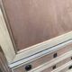 Secretary Louis XVI in stripped solid pine with a drop-down front and red leather, 1950.