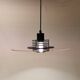 Danish space-age hanging lamp in transparent and blue plexi with black metal 1980s