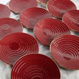 12 vintage red and gold dessert plates