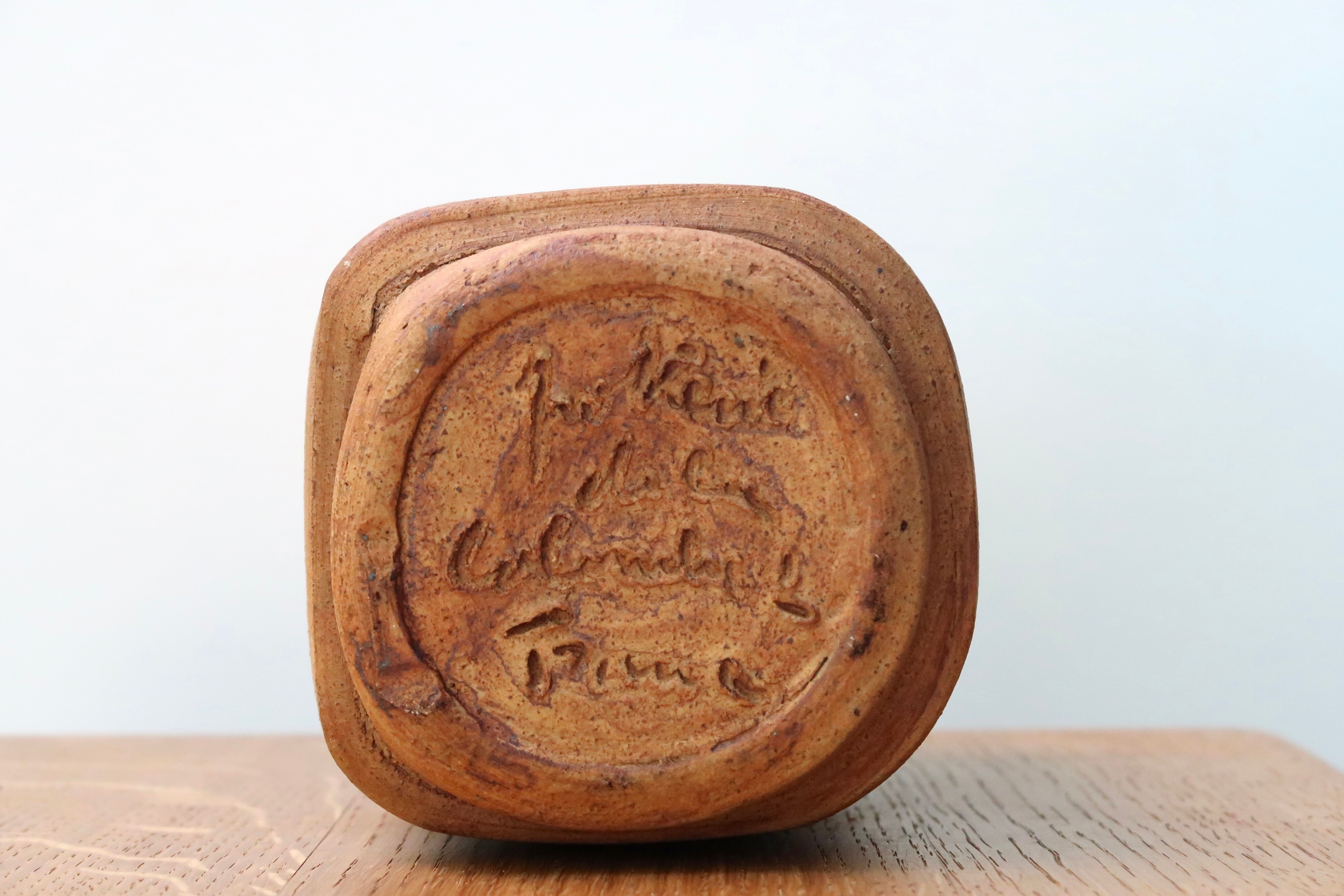 Ceramic bottle from la colombe pottery, floral decoration, 70s