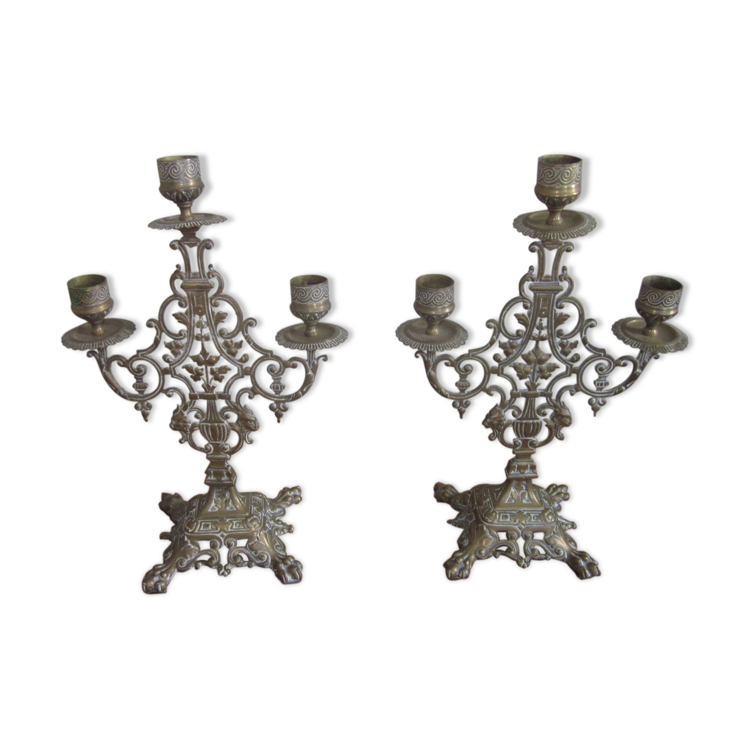 Pair of old candlestick candle holder