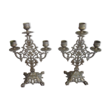 Pair of old candlestick candle holder