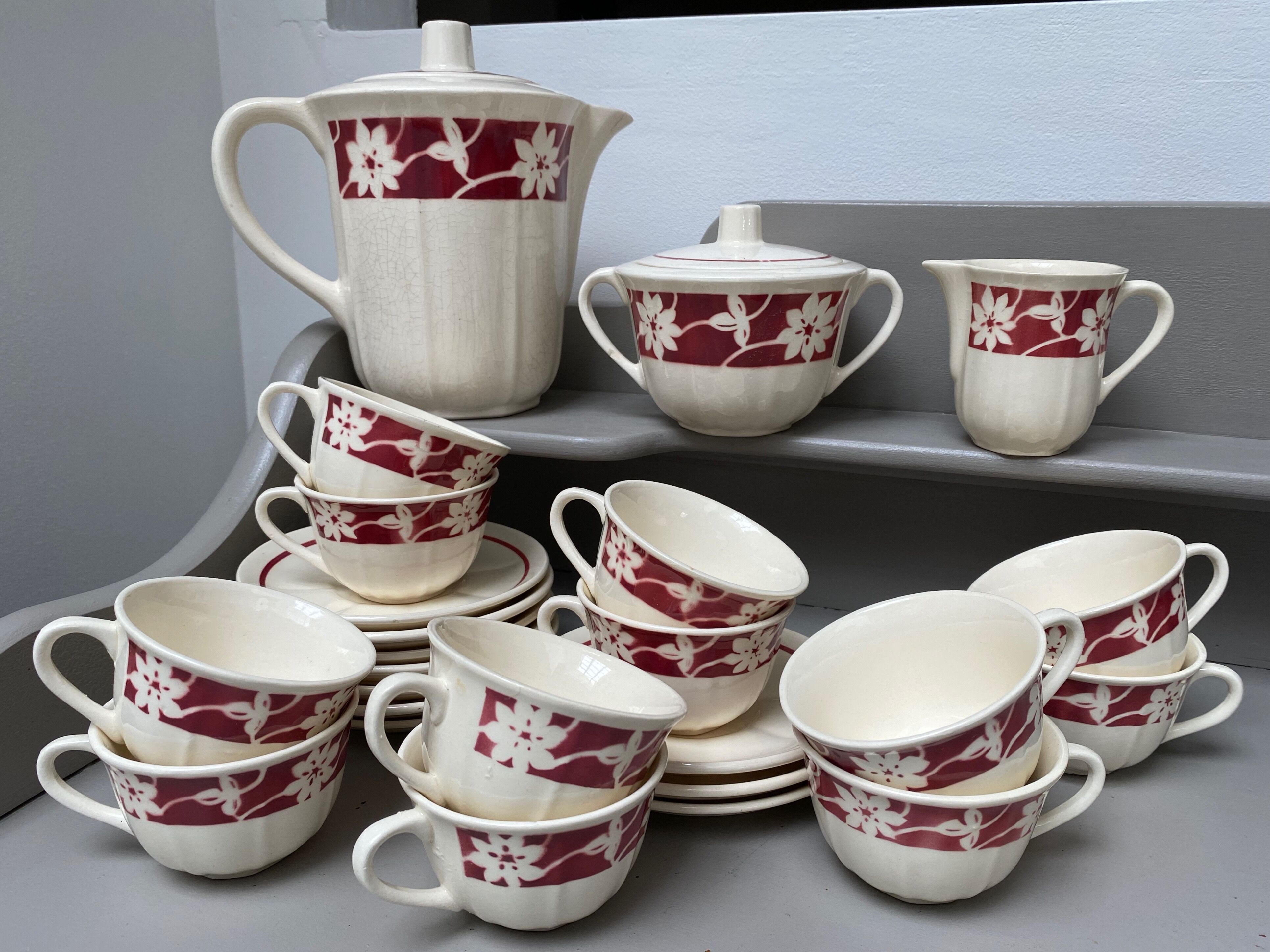 Badonviller earthenware coffee service