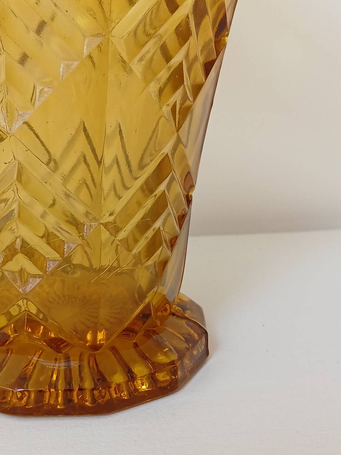 Amber yellow glass vase