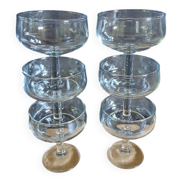 6 antique champagne glasses