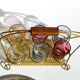 Brass liquor service and multi-color glasses Gold Display Mid-Century 1950s-60s