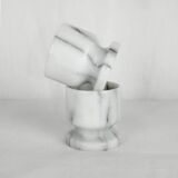 pair of egg cups in white and gray marble