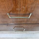 Vintage six-drawer mahogany burl dresser with glass top