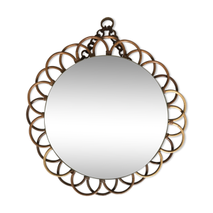 miroir soleil en rotin