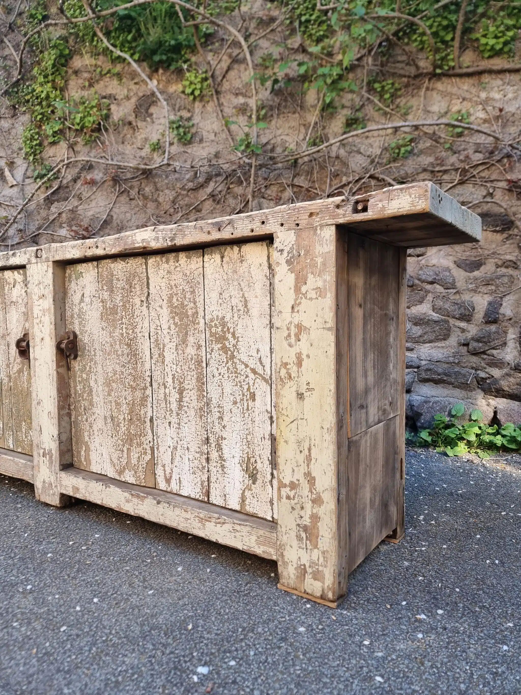 Established ancient French console table / kitchen island / shop counter, early 1900s.