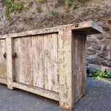 Established ancient French console table / kitchen island / shop counter, early 1900s.