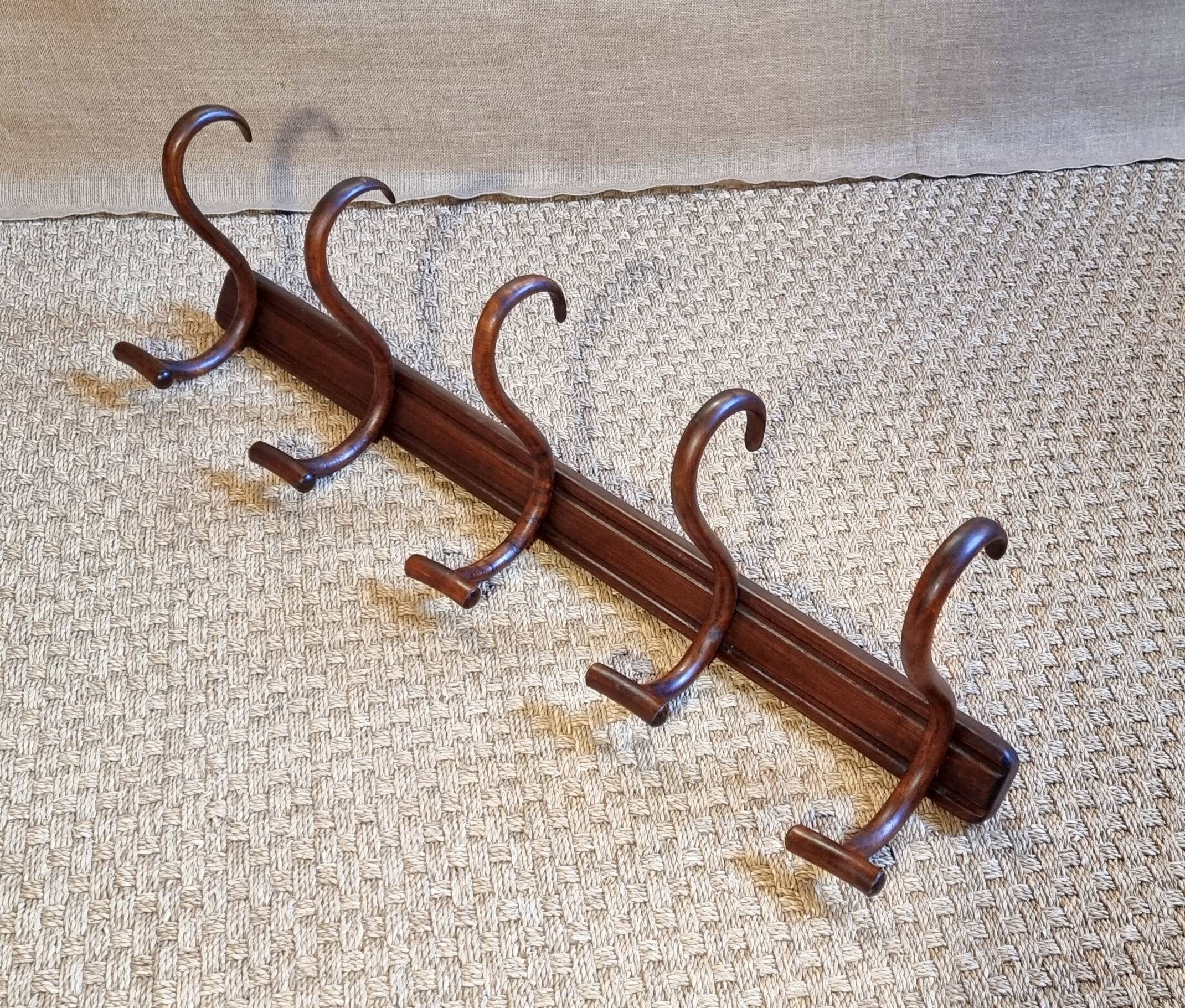 Baumann 5-hook bistro wall coat rack from the 20s