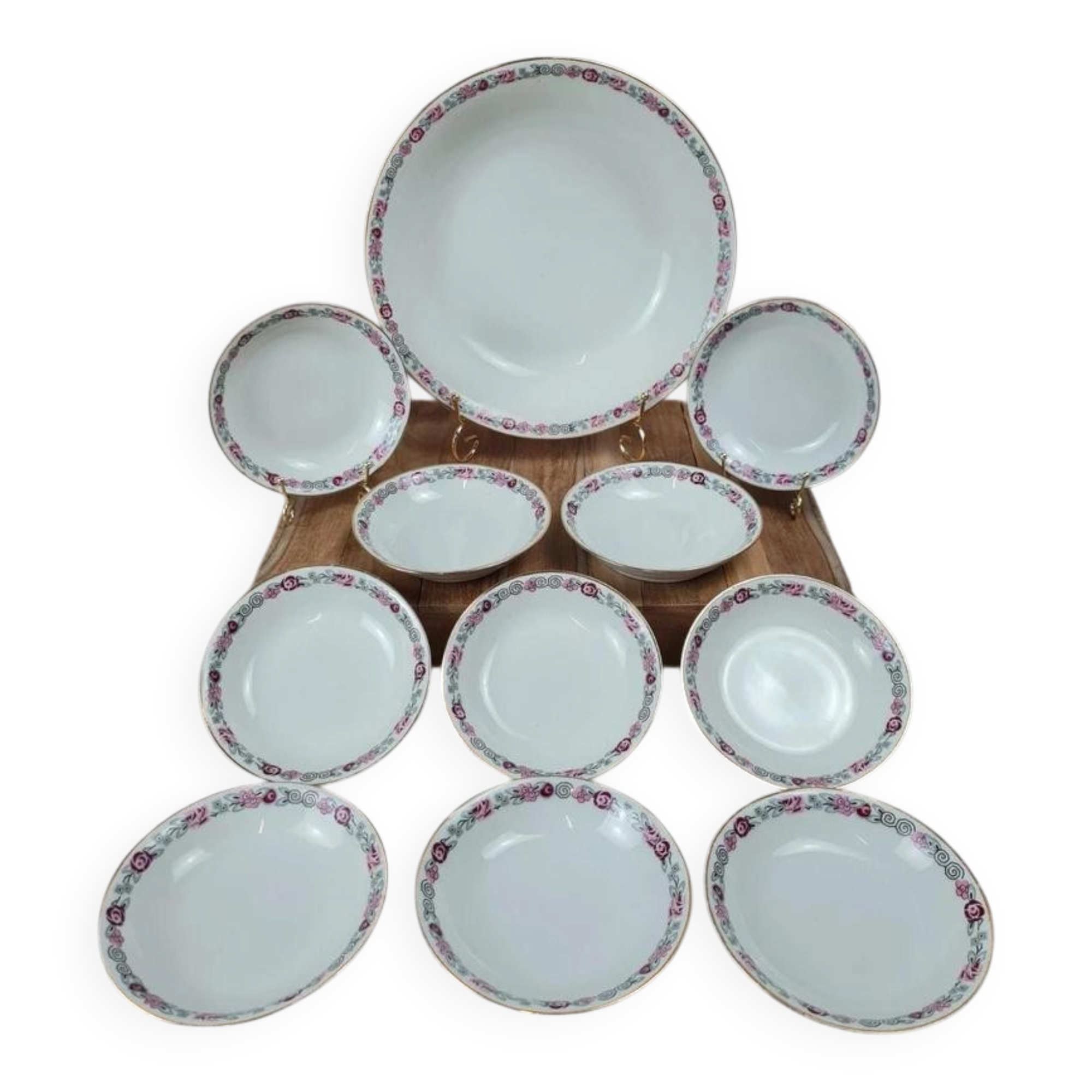 Lot ancien 10 coupelles + grand saladier
