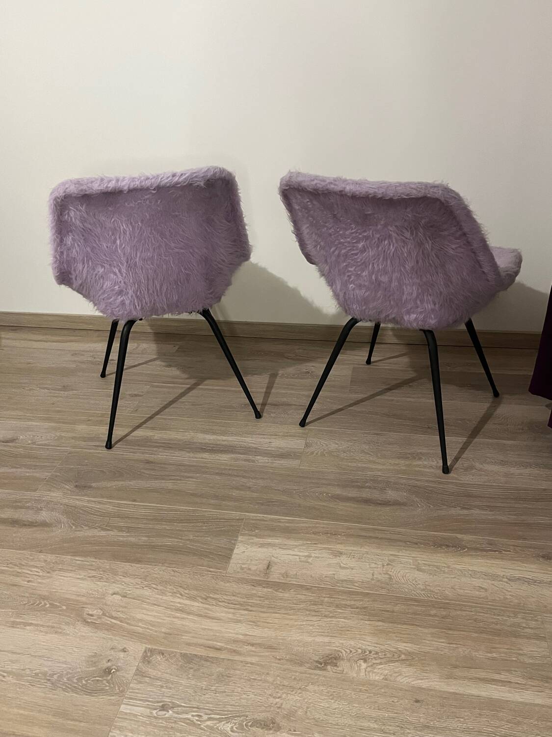 Pair of furry armchairs