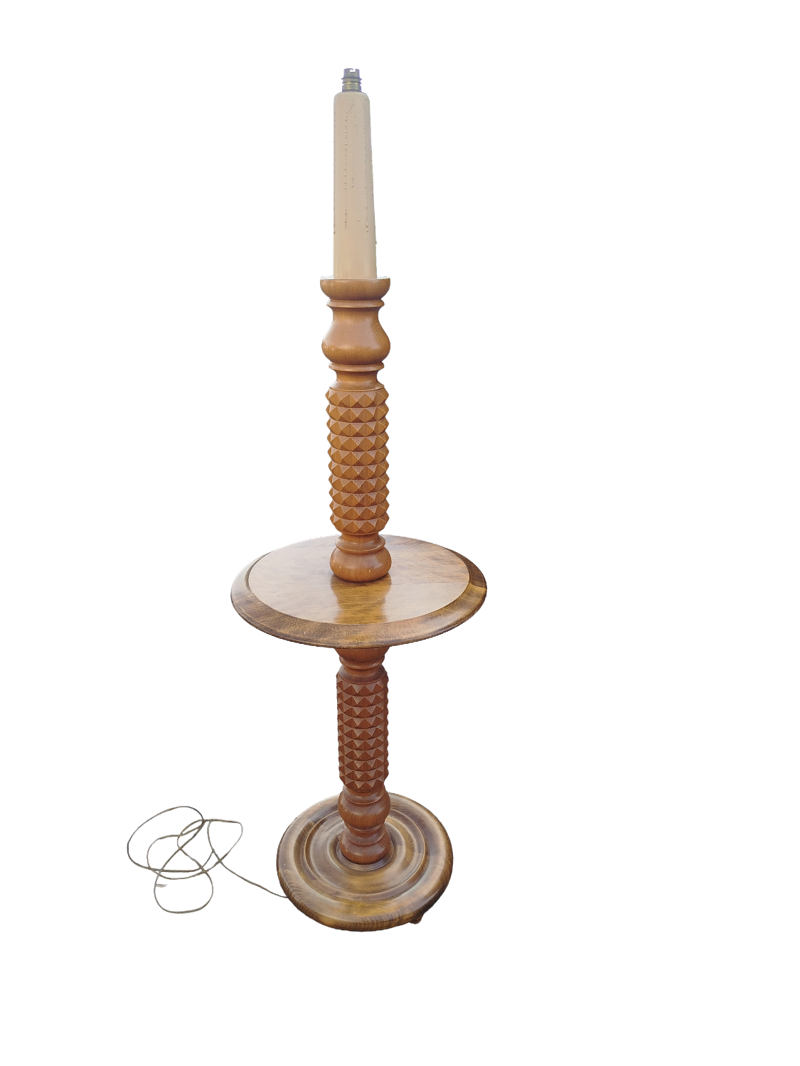 Lamp base in elm attributed to Chales Dudouyt, 1940s.