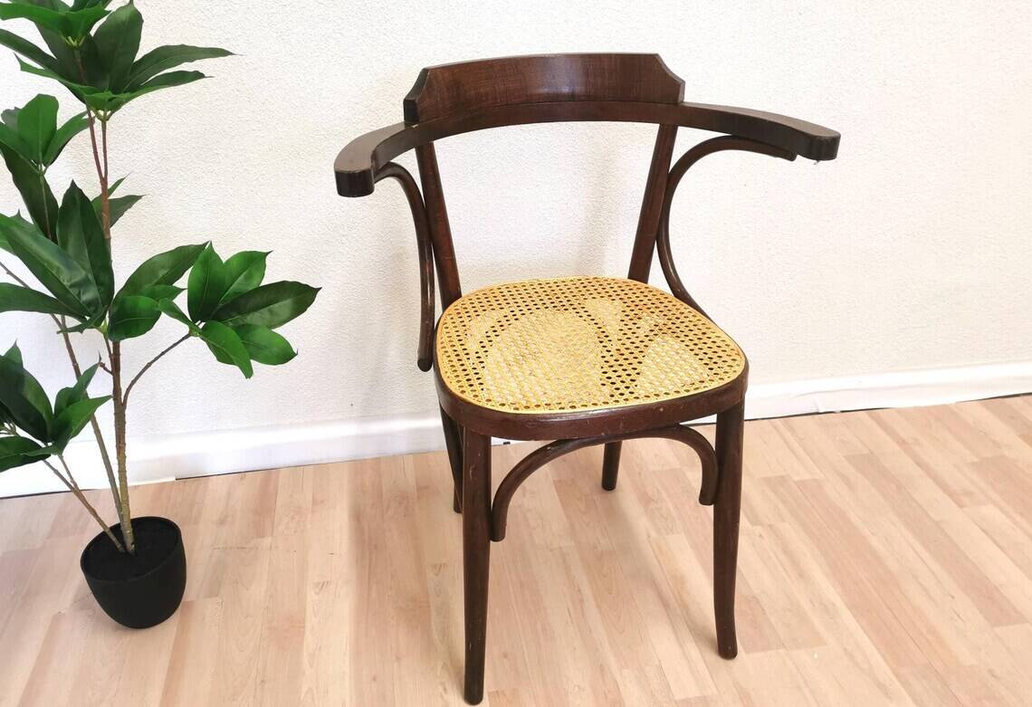 Vintage Bentwood Dining Chair with Cane Seat - Thonet Style