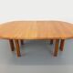 Table à manger ronde vintage Seltz des années 70 80 en orme blond massif