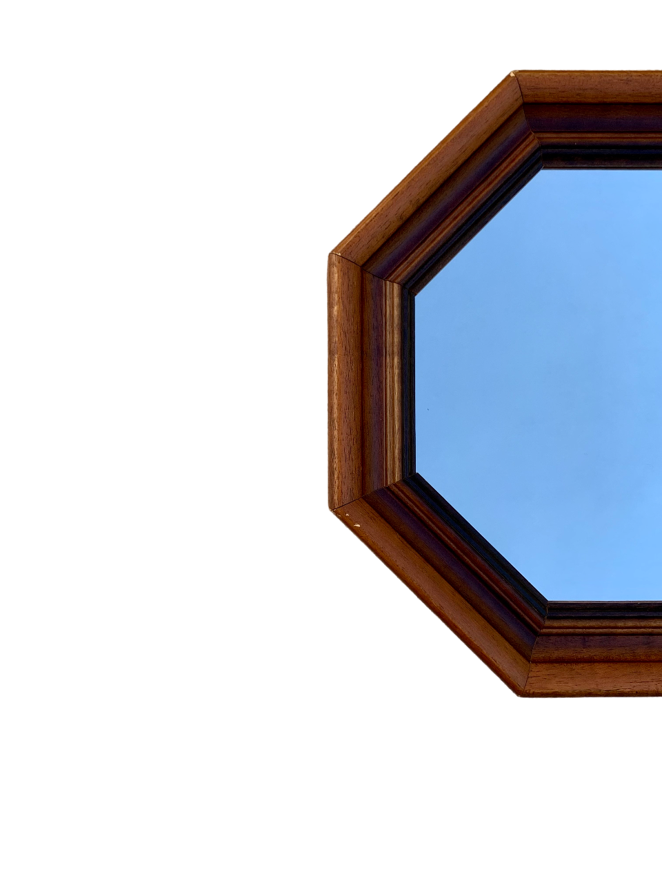 Octagonal mirror in molded wood - French popular work of the twentieth century
