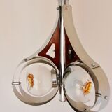 Mazzega Murano pendant lamp, Italy, 1970s – chrome and art glass