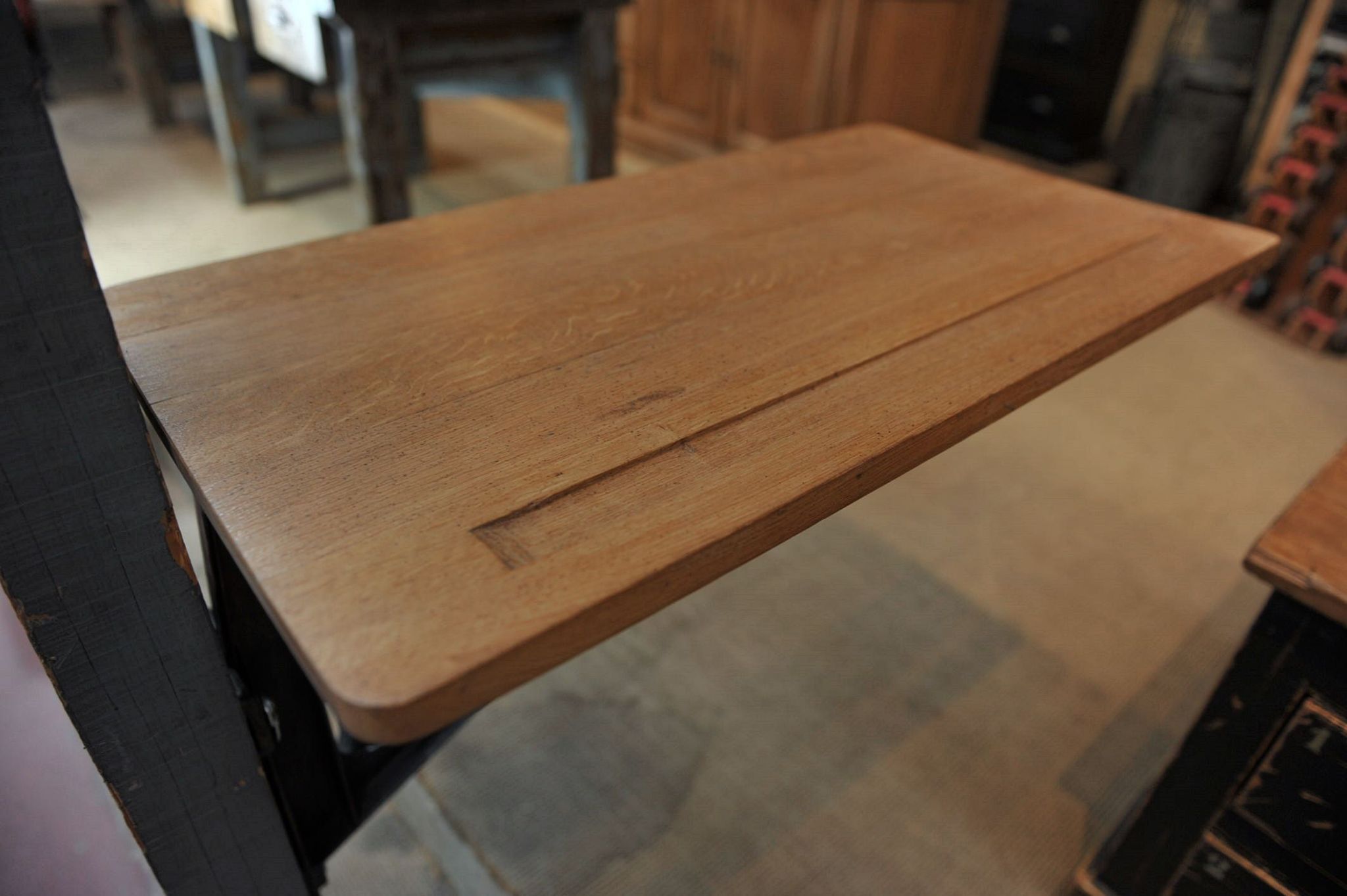 Fonte odesk and seamstress wall solid oak with removable seat 1930