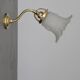 Brass gooseneck wall lamp and tulip lampshade