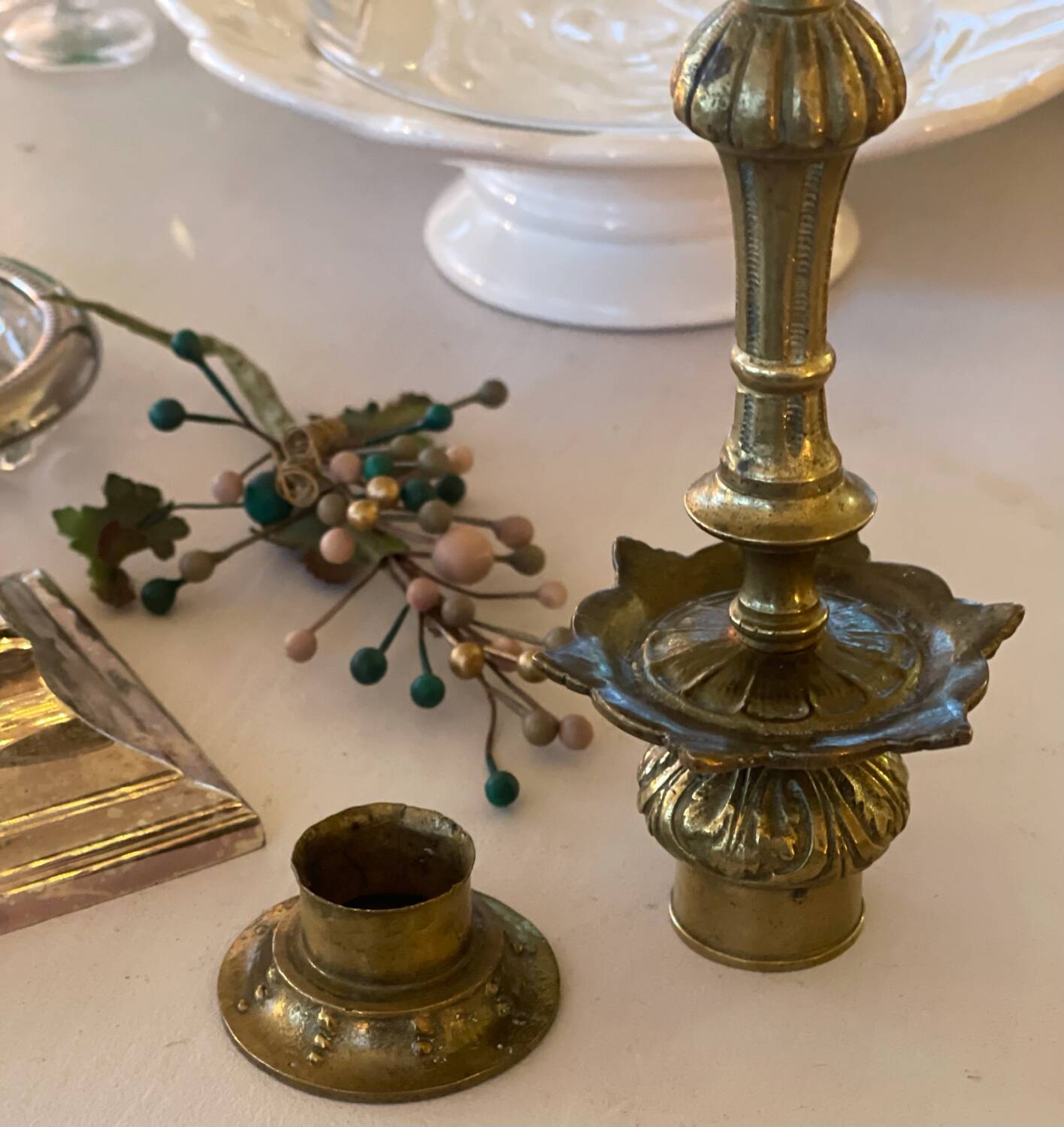 Old bronze candle holder