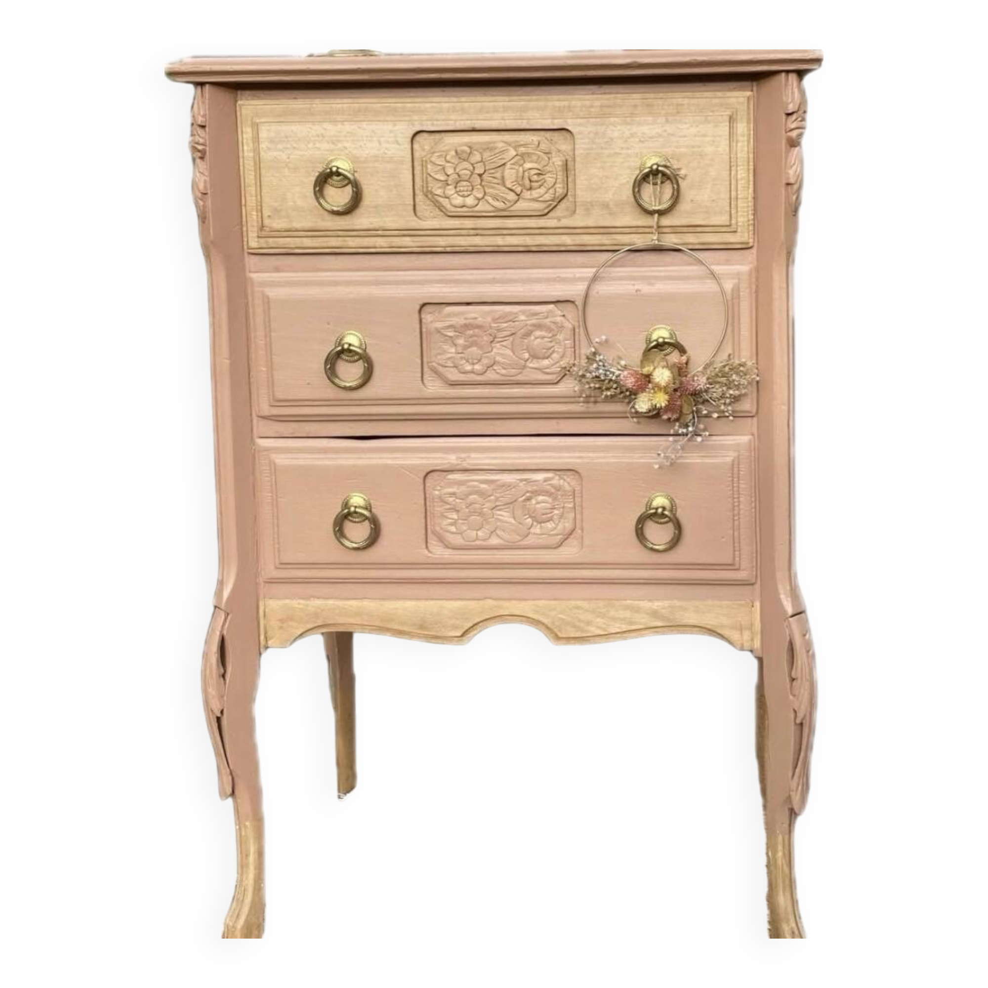 Petite commode ART DÉCO esprit coiffeuse terracotta