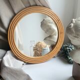 Round rattan mirror