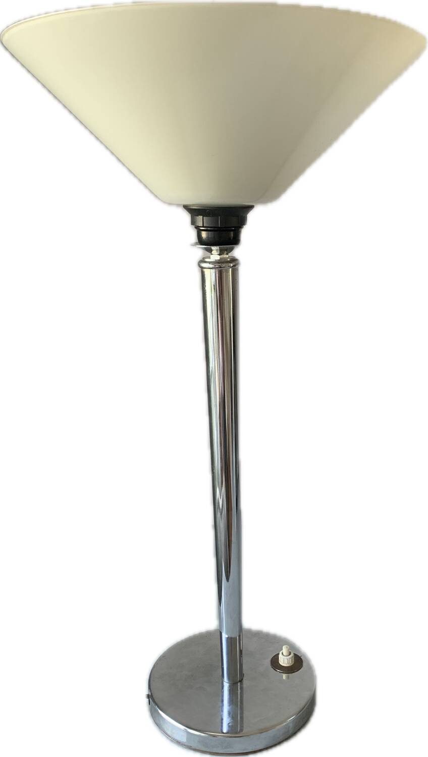 Art deco white opaline chrome lamp